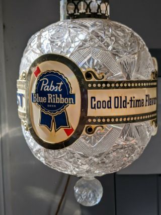 Vintage Pabst Blue Ribbon Beer Rotating Wall Lighted Sign Lamp Bar Sconce