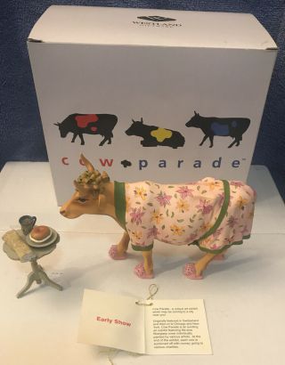 Cow Parade - 9129 - " Early Show " - 2000 - Retired - W/box & Tag -