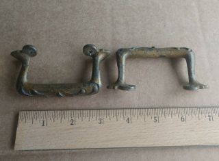 2 Antique Cast Iron Trunk Tool Box Handles 2 1/4 " Screw Width