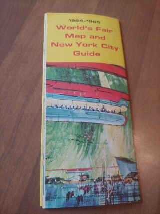 1964 - 1965 World ' s fair Map And York City Guide United States Steel yellow 2