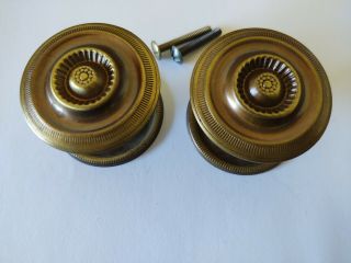 Nos Vintage Set Of 2 Matching Drawer Pulls Knob Style Brass Bronze Color