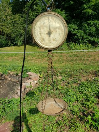Vintage 10 Lb Jacob Bros,  Hanging Scale With Basket/chain Produce