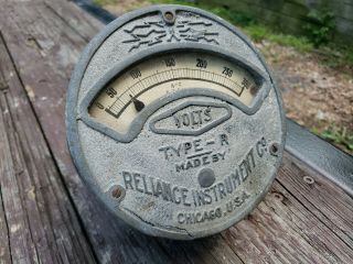 Vintage Type - R Reliance Instrument Co Industrial Gauge Volts Meter Steampunk