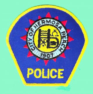 Police Patch California Ca Cal City Of Hermosa Beach Red Sun Points Triangles Pd