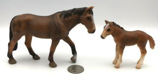 Schleich Holsteiner Mare & Foal 2001 Horse Animal Figure Retired 13262 13263