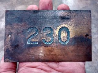 Antique Architectural Metal Brass Plaque Sign Address Room Number " 230 " 5 " X 3 "