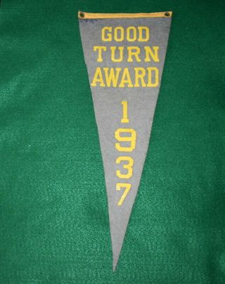 Vintage Boy Scout Felt Pennant - 1937 - Good Turn Award - Kansas City Council