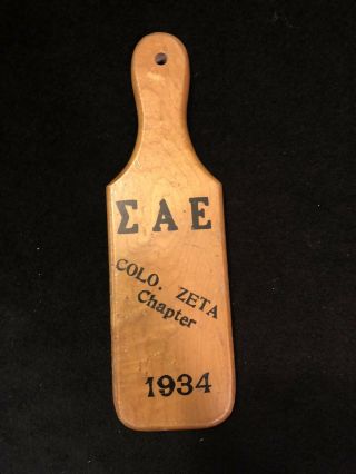 Vtg Sae Sigma Alpha Epsilon Fraternity House Wood Paddle Co Zeta Chapter 1934
