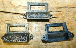 2 Cast Iron Antique Victorian Style Bean Drawer Pull,  Barn Handle,  Door Handles