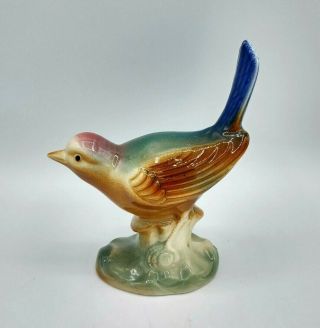 Vintage Royal Copley Art Pottery Colorful Perched Bird Figurine
