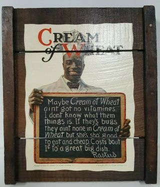 Vintage Cream Of Wheat Advertisement On Vintage Raison Board With Certificate