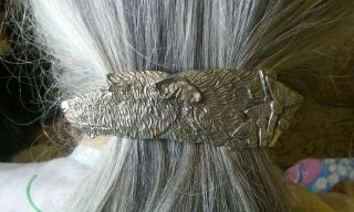 Stylized Scottish Deerhound Hair Barret Pewter 59g Dog Jewelry B Cindy A.  Conter