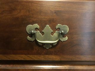 Set Of 12 Antique Brass Drawer Pulls,  3” Centers,  Chippendale Style.