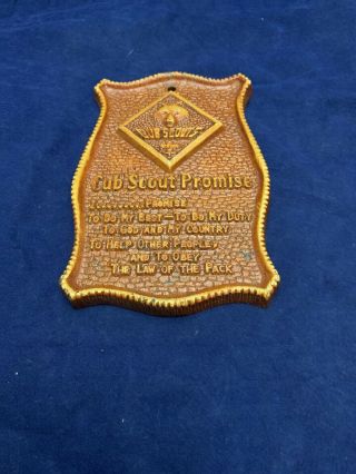 Vintage Cub Scout Bsa Boy Scouts Of America Promise Wall Plaque