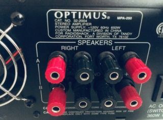 Vintage Radio Shack Model Optimus MPA - 250 Stereo P.  A.  Amplifier 3