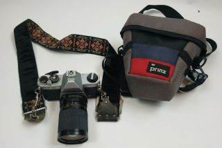 Vintage Pentax K1000 Asahi 35mm Slr Film Camera With 50 Mm Lens W/ Strap & Case