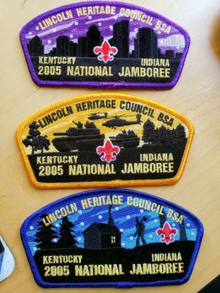 2005 Boy Scout National Jamboree Lincoln Heritage Council Set Of 3 Patches