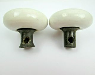 Two Vintage White Ceramic / Porcelain Door Knobs - With Defects