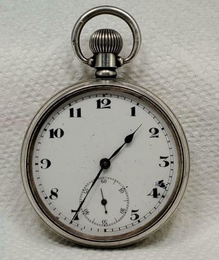 Vintage Swiss Pocket Watch Silver Runs