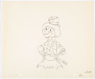 Harpo Marx Violin Mother Goose Goes Hollywood Disney Production Cel Drawing 1938