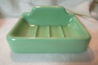 Vintage Jadite Green Ceramic Soap Dish Wall Mount