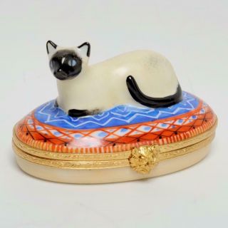 Vintage Artoria Limoges France Lim.  Ed 167 Siamese Cat On Pillow Signed