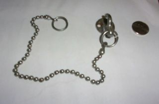 Vintage Nickel Plated Brass Shower Curtain Tie Back W Bead Chain