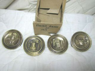 Vintage Antique Bicentennial Set Of 4 Keeler Brass Knobs Drawer Pulls Nos