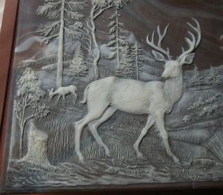 Incolay Stone Box Jewelry Box Handcrafted Vintage 1991 Deer Forest 2