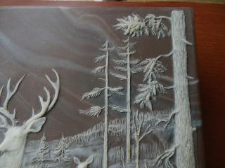Incolay Stone Box Jewelry Box Handcrafted Vintage 1991 Deer Forest 3