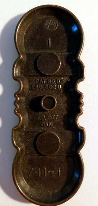 3 Vintage Brass Back Plate for Drawer Pulls Marked 1,  2 & 3 3