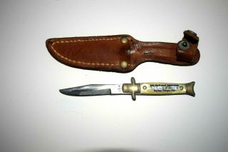 1964 Bsa National Jamboree Miniature Sheath Knife And Leather Sheath