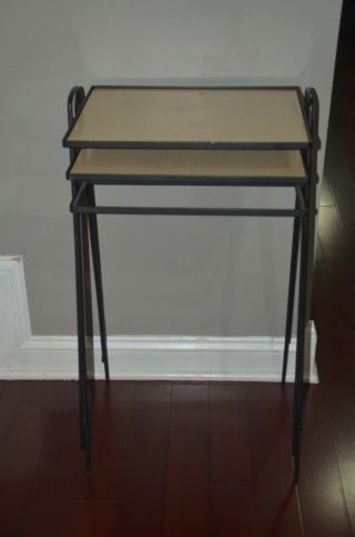 Vintage Mid Century Wrought Iron Nesting Tables Set Of 3
