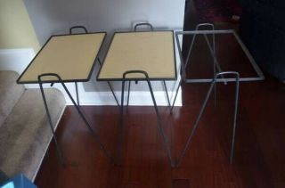 Vintage Mid century wrought iron nesting tables set of 3 2