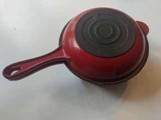 Vintage Red Le Creuset Cast Iron 2in1 Multifunc No.  18 Pot,  Skillet Lid France