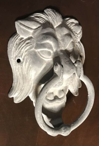 Vintage Cast Iron Lion ' s Head Door Knocker 3