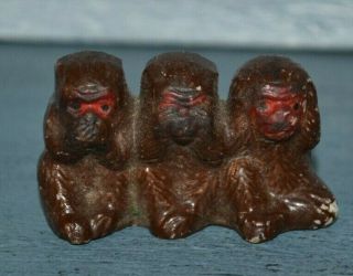 Vintage Three Wise Monkeys Figurine Speak See Hear No Evil Small Monkey Figure