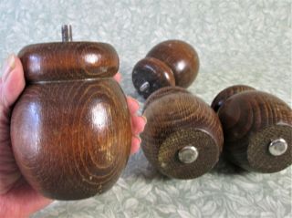 Vintage French Set Of 4 Wood Furniture Legs Round Chunky Bun Feet With Screws