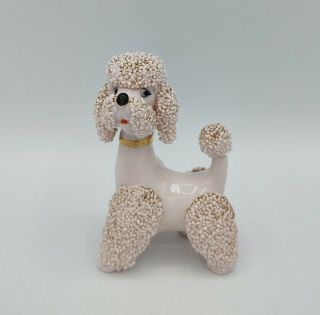 Vintage Pink Porcelain Hand Painted Popcorn Texture Poodle Dog Figurine