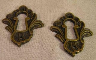 5 French Cast Brass Escutcheons Key Hole Covers Cabinet Furniture Hardware