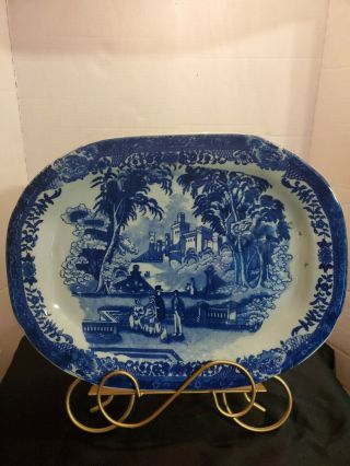 Vintage Victoria Ware Ironstone Flow Blue Large 17”13”platter.