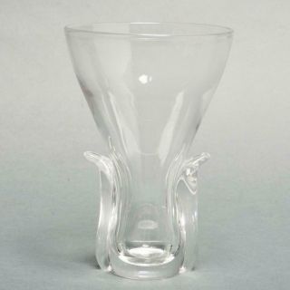 Vintage Crystal Steuben " Lyre " Vase,  Designed By Lloyd Atkins,  8 ",  Signed