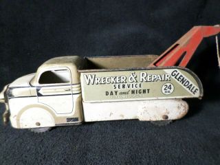 Vintage Marx Wyandotte Wrecker/tow Truck Glendale Wrecker Service