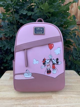 Disney Loungefly Mickey And Minnie Pink Balloon Mini Backpack Bag Nwt