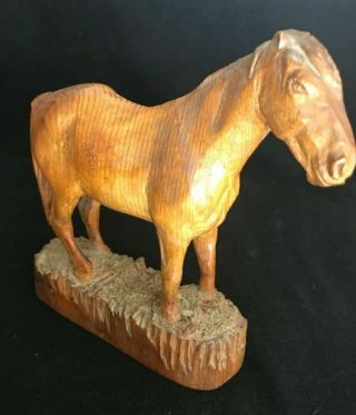 Carved Wood Wooden Horse Statue Figure Vintage Art Figurine Sculpture Hf Branded
