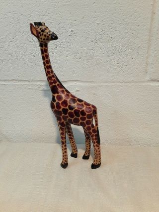 12 " Handcarved Wooden Giraffe/ Statue/ Figurine African Safari Decor
