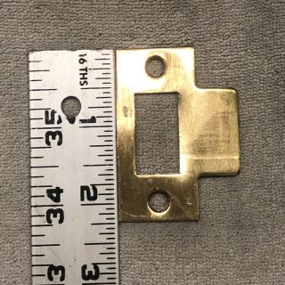 (1) Vintage 2 - 1/4” Solid Brass Door Mortise Lock Strike Plate Keeper Hardware