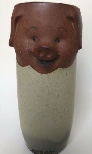 Vintage Uctci Stonewear Pottery Pig Vase Country Farmhouse