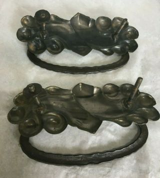 2 Antique Decorative Pressed Brass Drawer Handles/Pulls 3 