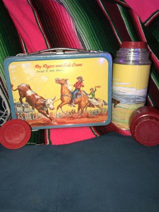 Vintage 1957 Roy Rogers and Dale Evans Lunch Box with Thermos 3